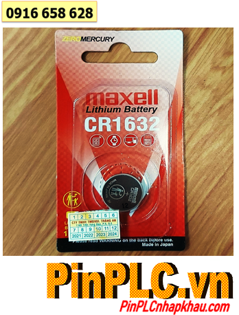 Maxell CR1632; Pin Maxell CR1632 1BS PRO lithium 3v chính hãng _Cells in Japan (MẪU MỚI)